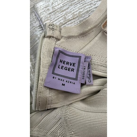 HERVE LEGER BANDAGE BODYCON MINI BONDAGE METALLIC MINI DRESS M - Picture 6 of 8